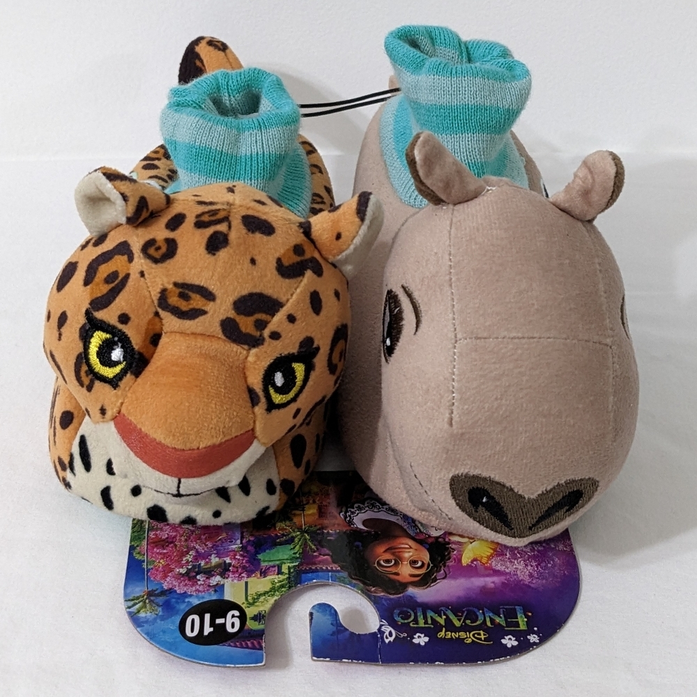 Disney Encanto Antonio's Animals Kids Plush Sock Top Slippers, Size 9-10, NWT